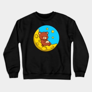 Cute Bear Sleeping On Moon Crewneck Sweatshirt